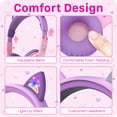 thumbnail image 3 of FosPower Kids Headset with LED Light Up Cat Ears Wired 3.5mm On Ear Audio Headphones For Kids with Laced Tangle Free 4FT Cable Cord Plug (Max 85dB) - Baby Pink/Lavender, 3 of 8