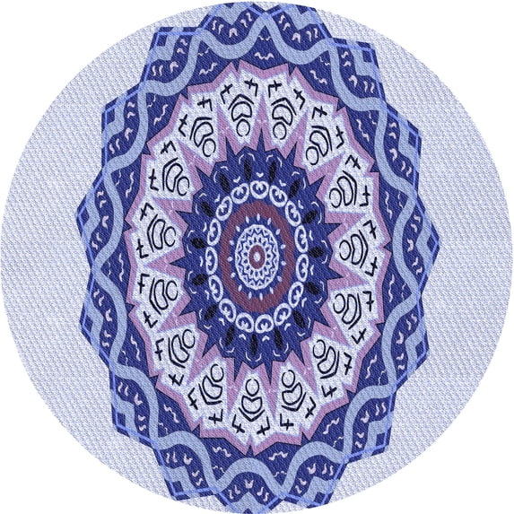 Ahgly Company Machine Washable Indoor Square Transitional Heavenly Blue Area Rugs, 3' Square