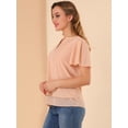 thumbnail image 4 of INSPIRE CHIC Top de gasa con mangas de mariposa, blusa informal holgada de Pintuck para mujer Rosa salmón M, 4 of 6