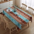 thumbnail image 2 of Blue and Brown Geometric Pattern Rectangle Tablecloth 60"x84",Waterproof Polyester Rectangle Table Cloth, Wipeable Spillproof Polyester Tablecloth for Dining, Camping, Indoor and Outdoor, 2 of 5