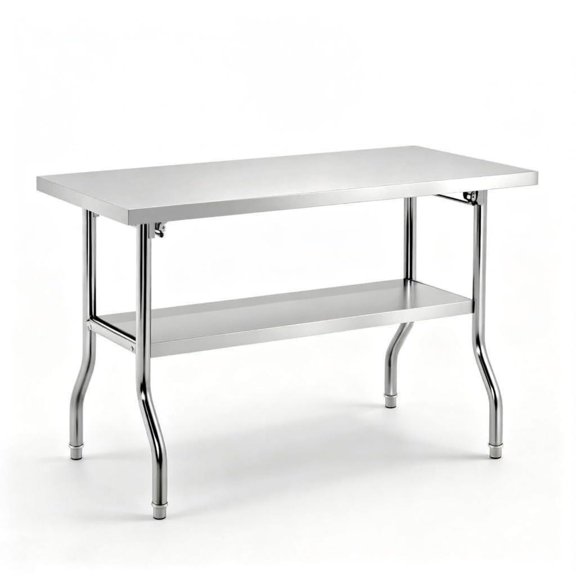48"×24" Heavy‑Duty Stainless Steel Prep Table with Removable Undershelf for Commercial Kitchen