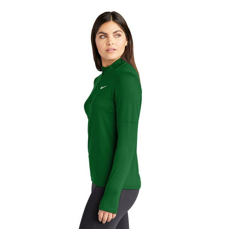 DH4951 Nike Women's Dri-Fit Element Long Sleeve 1/2 zip top Dark  Green/White XL