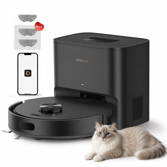 DREAME C30 Plus Robot Vacuum and Mop, 19000Pa Suction, Self-Emptying, Pet Hair Anti-Tangle, Carpet Detection Boost ,LiDAR Navigation,No-Go Zones, Smart App&Voice Control, Black