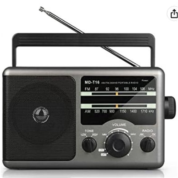 Jazmm AM FM Portable Radio, Large Knob Easy Operated, Portable Transistor Radio, AC/Battery Dual Power  for Senior, Elderly