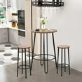 thumbnail image 3 of ALISH 40.5" Round Bar Table Pub Table Counter Height Tall Table Bistro Dining Bar Table with Metal Frame & Wooden Top Black Legs, 3 of 14