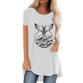 thumbnail image 1 of Pompotops T-Shirt Long à Manches Courtes Col Rond Imprimé Décontracté pour Femmes, 1 of 5