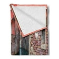 thumbnail image 2 of Venice Soft Flannel Fleece Throw Blanket, Scenic Water Canal and Old Historic Buildings Houses Brick Walls, Cozy Plush for Indoor and Outdoor Use, 50" x 60", Jade Green Dark Coral, by Ambesonne, 2 of 5