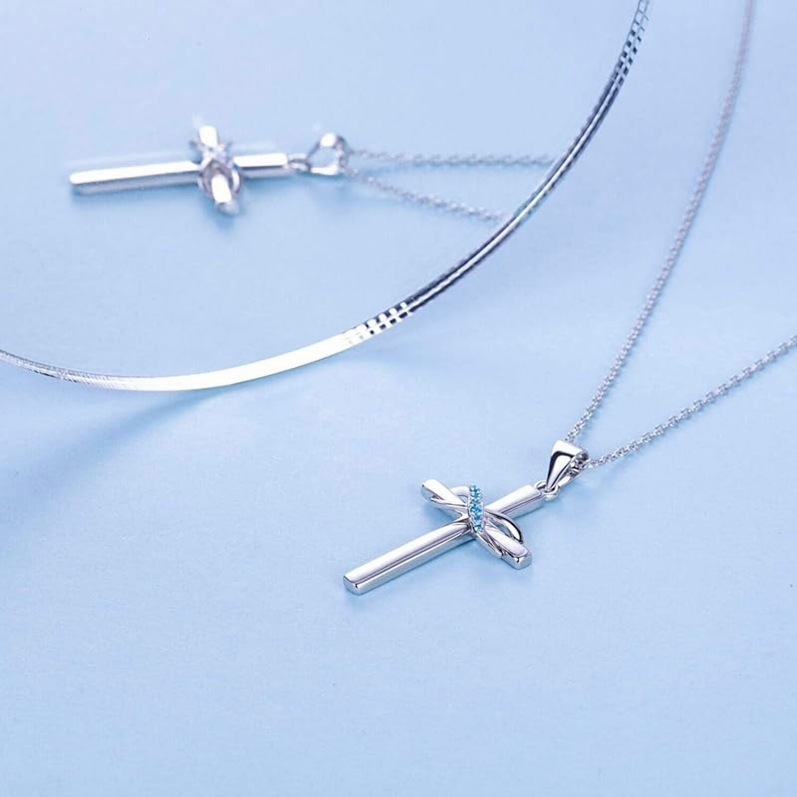 925 Sterling Silver Cross Necklace for Women Infinity Necklace 14K Rose Gold Plated Necklaces for Easter or Mother's Day