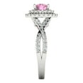 thumbnail image 3 of 1.3125 ct Round Cut Simulated Pink Diamond with Simulated Diamond Halo Accents 18K White Gold Womens Engagement Ring, 3 of 5