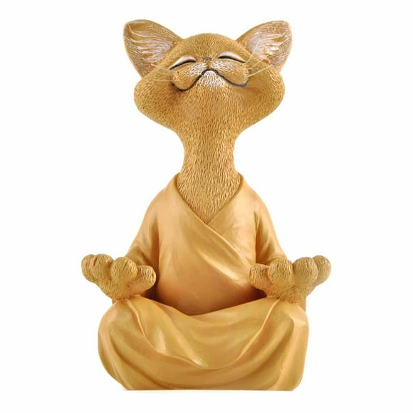 Bouddha Chat statue Méditation yoga Cadeau à Collectionner pour les Amoureux des Chats, Décoration de Méditation