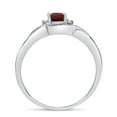 thumbnail image 5 of 10k White Gold Oval Garnet And Diamond Curve Ring, 5 of 8