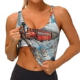 thumbnail image 3 of Fotbe Red Train Hot Air Balloon Sujetador Deportivo Largo sin Aros para Mujer con Almohadillas y Soporte Medio, Transpirable y Absorbente, Camiseta Tipo Chaleco o Tank Top-Large, 3 of 8