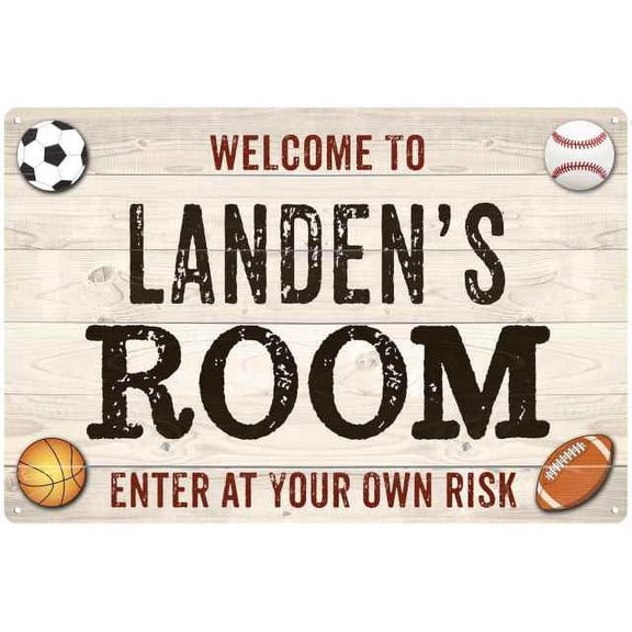 LANDEN'S Room Kids Bedroom Sign Boy's 8x12 Metal 208120090226