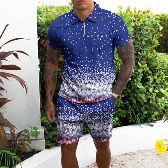 Vedolay summer sets men 2 piece Mens Summer Outfit 2 Piece Set Shirts and Shorts Stylish Casual Sweatsuits,Gray XXL