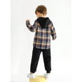 thumbnail image 4 of Kid Toddler Boy long Sleeve Clothes Flannel Plaid Hoodied Tops +Casual Pants Boys Fall Winter Outfits, 4 of 9