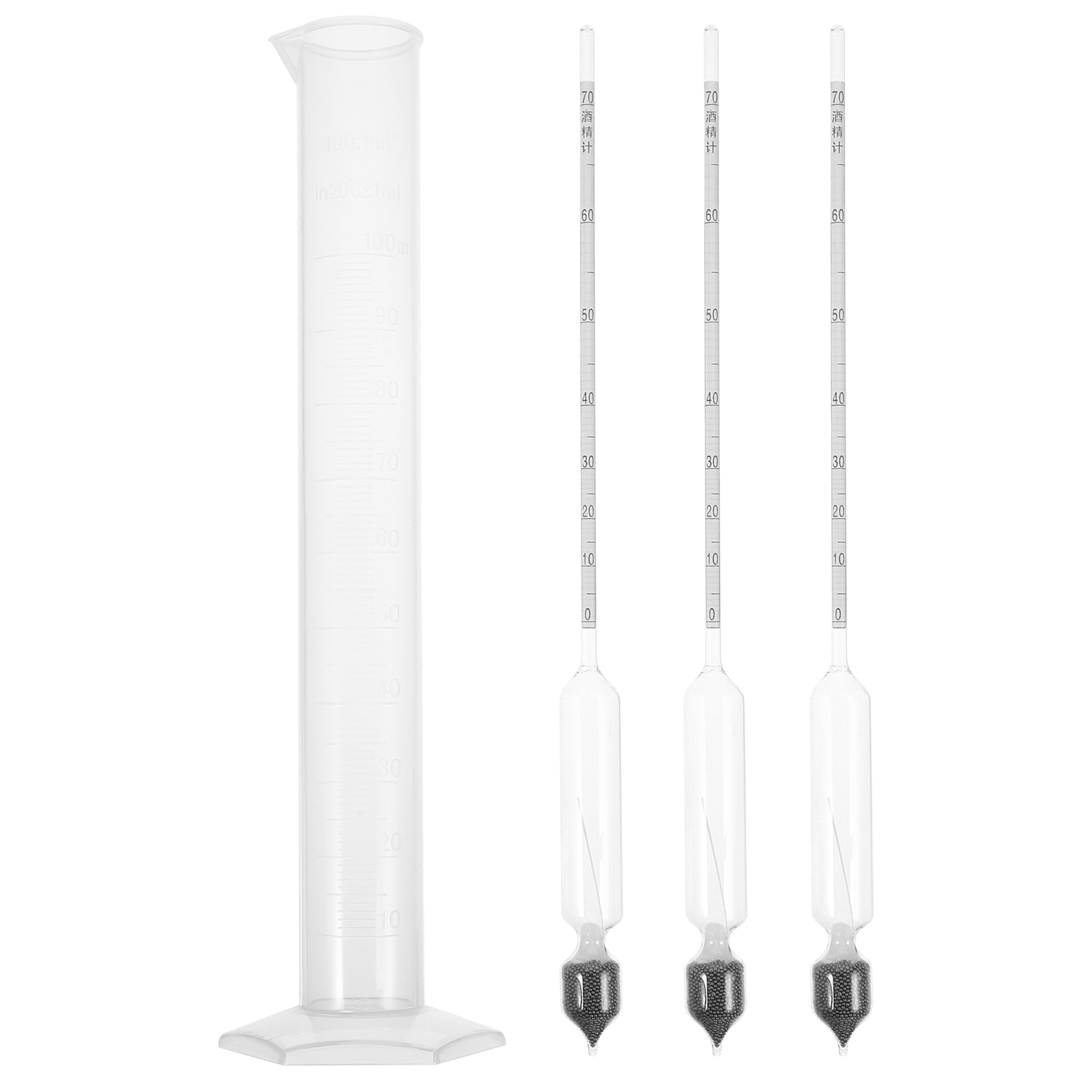 1 Ensemble de Compteurs Hydrométriques Professionnels pour Mesurer l'Alcool et les Fournitures de Fermentation Réutilisables