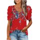 thumbnail image 1 of Tops Para Mujer Blusas Casuales Elegantes Camisas Blusa Estampada Con Cuello en V de Manga Corta Abullonada de Moda Odeerbi ODB155128, 1 of 6