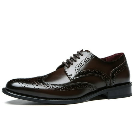 

TUOBKE Brogue Wingtip Derby Shoes Lace-up Front Dress Shoes For Business Formal Wedding Black Tie Optional Events