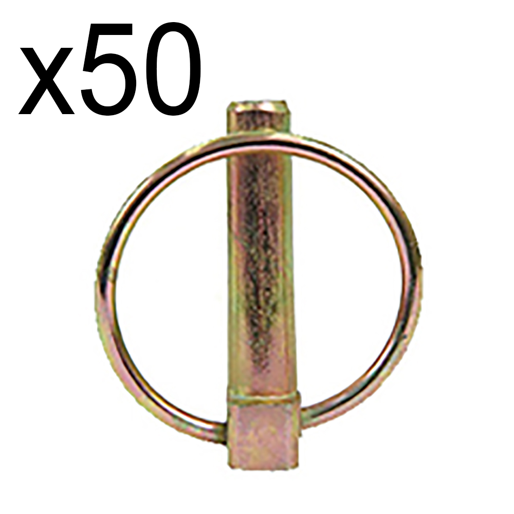x50 Linch Pins 7/16" dia. Pin x 13/4" Useable Length, 15/8" dia. Ring