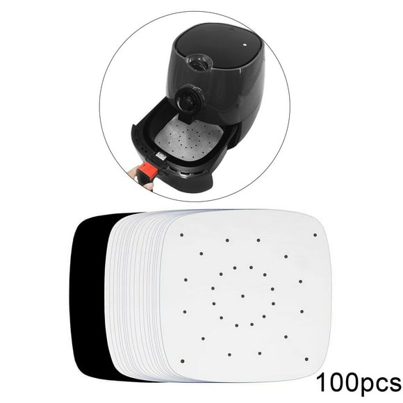 Paquete de 100 herramientas de cocina de papel de pergamino para freidora de aire, accesorios de freidora de papel de pergamino para vaporizad Cuadrado 20cm DYNWAVEMX Papeles de pergamino