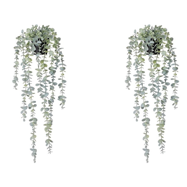 2 Pieza Planta Colgante Artificial Planta Colgante de Eucalipto En Maceta Falsa para Pared, Habitación, Hogar, Patio, Decoración Interior Y Exterior