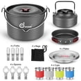 thumbnail image 2 of 22pcs Camping Cookware Mess Kit Large Size Hanging Pot Pan Kettle with Base Cook Set for 4 Cups Dishes Forks Spoons Kit for Outdoor Camping Hiking and Picnic, 2 of 8