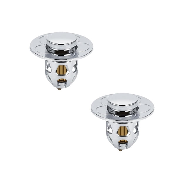 Oleegame 2PC Trashcans For Bedroom 2PC Washbasin Electroplating Drainer Bouncing Core Washbasin Pool Basin Copper Core Push Type Bouncing Core Leaking Plug Silver