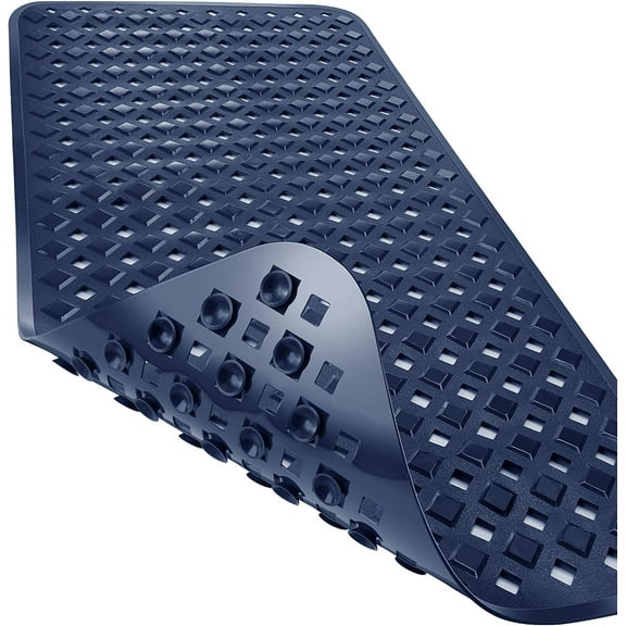 Bath Shower Mat for Tub, Non Slip Bathtub Mats with Suction Cups, Drain Holes, Machine Washable, BPA,Phthalate Free, Navy Blue