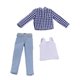 thumbnail image 1 of Ropa para figura masculina a escala 1/12: chaleco, camisa y vaqueros. Accesorios: disfraz clásico para hombre. Cuadrícula azul, 1 of 9