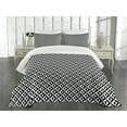 thumbnail image 3 of Ambesonne Geometric Quilted Bedspread Set 3 Pcs, Ornamental Squares, Queen Size, Black White, 3 of 5