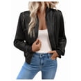 thumbnail image 2 of (One) Women's Metal Bomber Jacket Lightweight Zipper Long Sleeve Fashion Jacket, 2 of 6