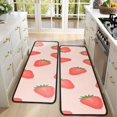 thumbnail image 4 of Kitchen Rugs Sets Of 2,Strawberry Plants Fruit Light Pink Pattern Anti Fatigue Kitchen Mat Rugs Non Slip Washable,Decorative Kitchen Floor Mats for Kitchen,Sink,Laundry,17"x47"+17"x47", 4 of 5