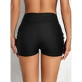 thumbnail image 6 of Sociala Women's Black High Rise Swim Shorts Ruched Board Shorts Bikini Tankini Swim Bottos, 6 of 6