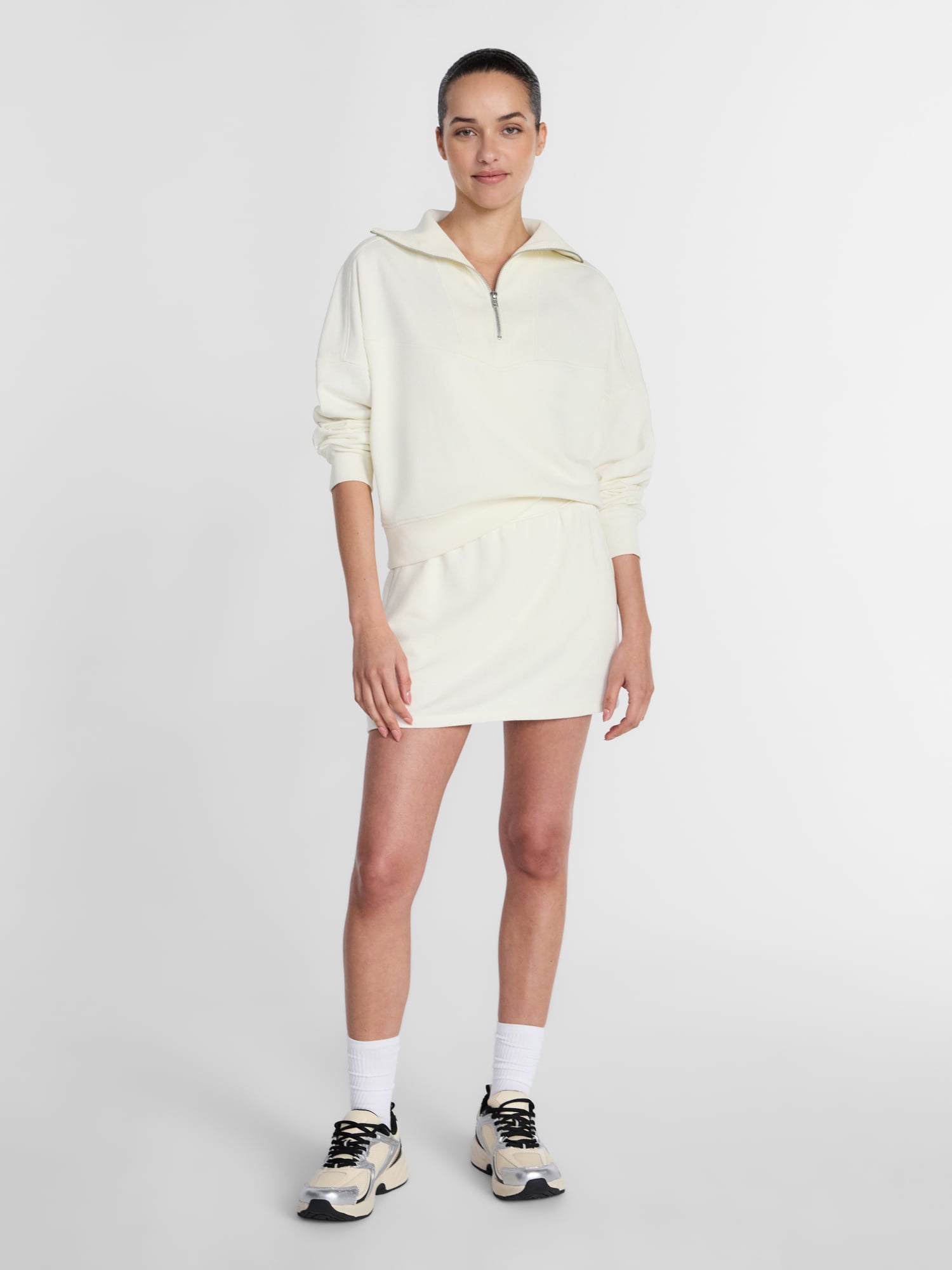 Athletic Works Women's and Women's Plus Quarter-Zip Sweatshirt, Midweight, Size XS-4X