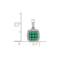 thumbnail image 2 of 1/6 Carat (Ctw) Natural Cluster Emerald Halo Pendant Necklace in 14K White Gold with Chain and Accent Diamonds for Women, 2 of 5