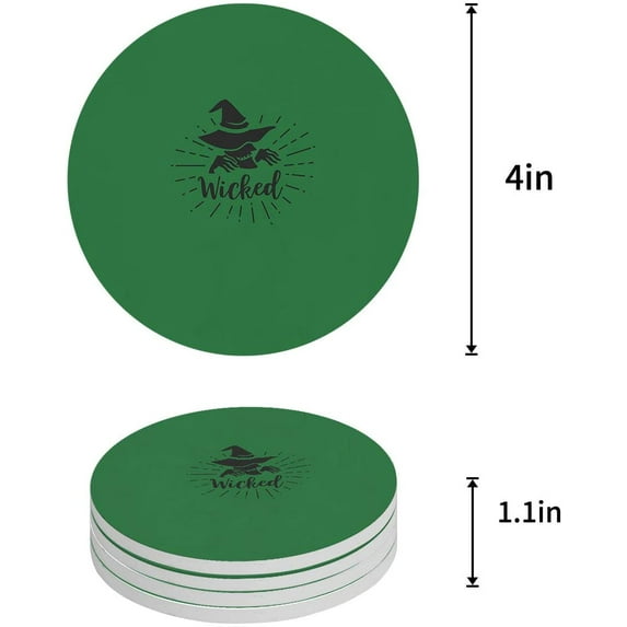 FMSHPON Happy Halloween Scarecrow Wicked Set of 8 Round Coaster for Drinks, Absorbent Ceramic Stone Coasters Cup Mat with Cork Base for Home Kitchen Room Coffee Table Bar Decor