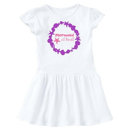 

Inktastic Mermaid At Heart Seashell Starfish - Pink Purple Gift Toddler Girl Dress