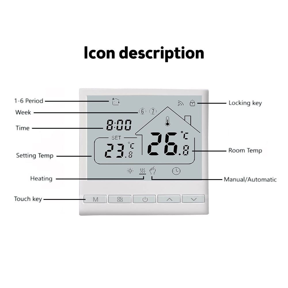 WiFi Smart Thermostat with 5+2 Programmable Schedule, Voice Control, and LCD Display for Water Heating, DIY Installation, Compatible with and Assistant