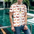 thumbnail image 6 of Zufioo Dachshund Walking Print Men's Baseball Short Sleeve, Moisture Wicking Button-Down Hip Hop Tee-Large, 6 of 7