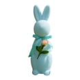 thumbnail image 1 of Easter Bunny Figurine Flocked Rabbit Statue Desktop Ornament for Home Living Room Farmhouse, 1 of 6