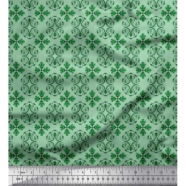 Soimoi Tissu en Voile de Coton Filigrane Damas Imprimé 1 Yard 42 Pouces de Large