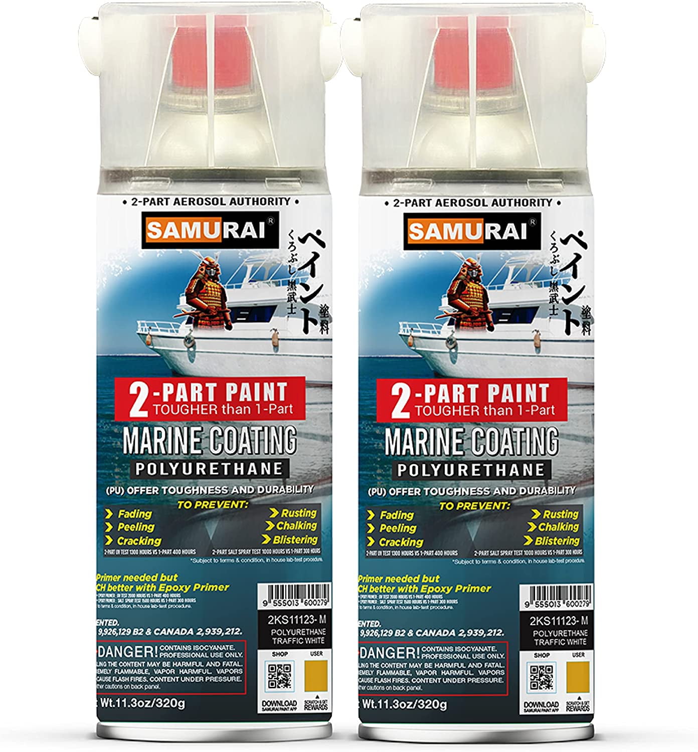 Samurai 2Part Polyurethane Spray Paint for Marine 11.3 Ounce UV
