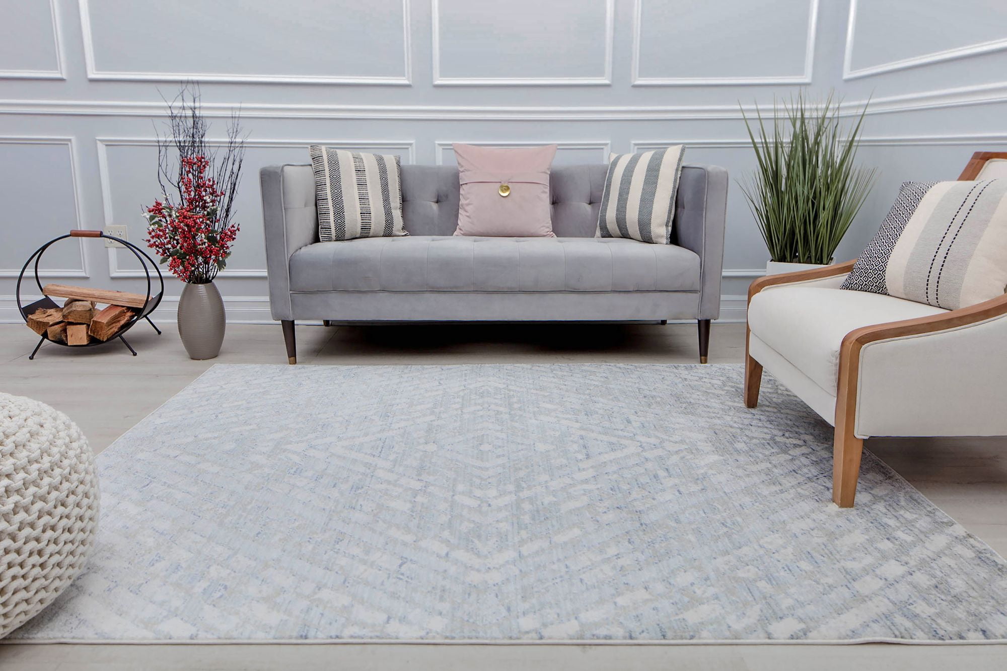 Rugs America Romeo JL70A Misty Gray Abstract Vintage Gray Area Rug, 2'6" x 8'