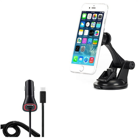 Holder Magnetic Car Mount w Power Type-C Quick Charger A6R for Acer Liquid Jade Primo - Alcatel PulseMix, 7, Idol 5S 5 4S - ASUS Zenfone V Live, ROG Phone, AR 6 5z 4 Pro - Blackberry Motion