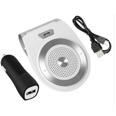 

Bluetooth Handsfree Speakerphone for Cell Phone Wireless Car Speaker AUTO Power ON Car Receiver Sun Visor Music Player Adapter Built-in Microphone for Hands-Free Talking White F99890