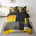 thumbnail image 2 of Feelyou Chic Geometric Abstract Bedding Comforter Set 7pcs, Orange Square Rectangle Queen Bedding Sets, Teen Kid Child Adult Reversible Queen Sheet Sets, Ultra Soft Home Decor, 2 of 7
