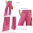 thumbnail image 4 of Pantalones de pierna ancha para mujer, elásticos, de cintura alta, color puro, informales, para citas diarias, playa, sandía, rojo, L, 4 of 5