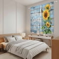 thumbnail image 4 of Spring Sunflower Kitchen Curtains, Bee Wooden Grain Country Rustic Light Filtering Window Curtain Panels, 2Pcs Rod Pocket Window Treatments Set for Living Room Bathroom Bedroom 42x63 Inches, 4 of 9