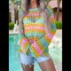 thumbnail image 4 of Traje de Baño de Crochet A Rayas para Mujer, Top de Playa con Recortes Color L, 4 of 7