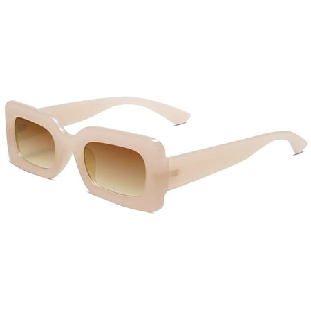 Retro 90s Nude Rectangle Sunglasses For Women Trendy Chunky Glasses ...